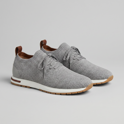 Gebreide Lace-Up Sneaker met Lederen Hieldetail - Heren