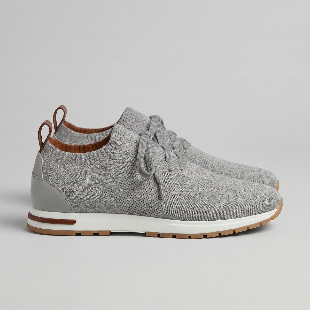 Gebreide Lace-Up Sneaker met Lederen Hieldetail - Heren