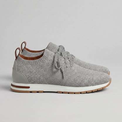 Gebreide Lace-Up Sneaker met Lederen Hieldetail - Heren