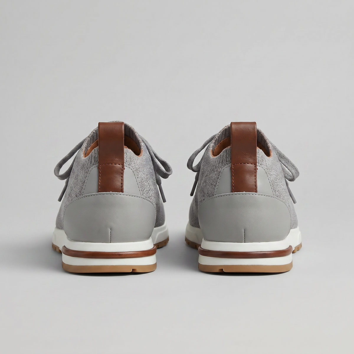 Gebreide Lace-Up Sneaker met Lederen Hieldetail - Heren