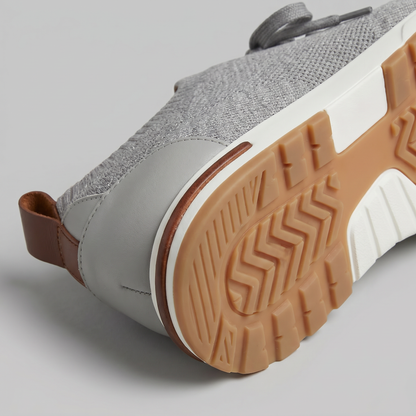 Gebreide Lace-Up Sneaker met Lederen Hieldetail - Heren