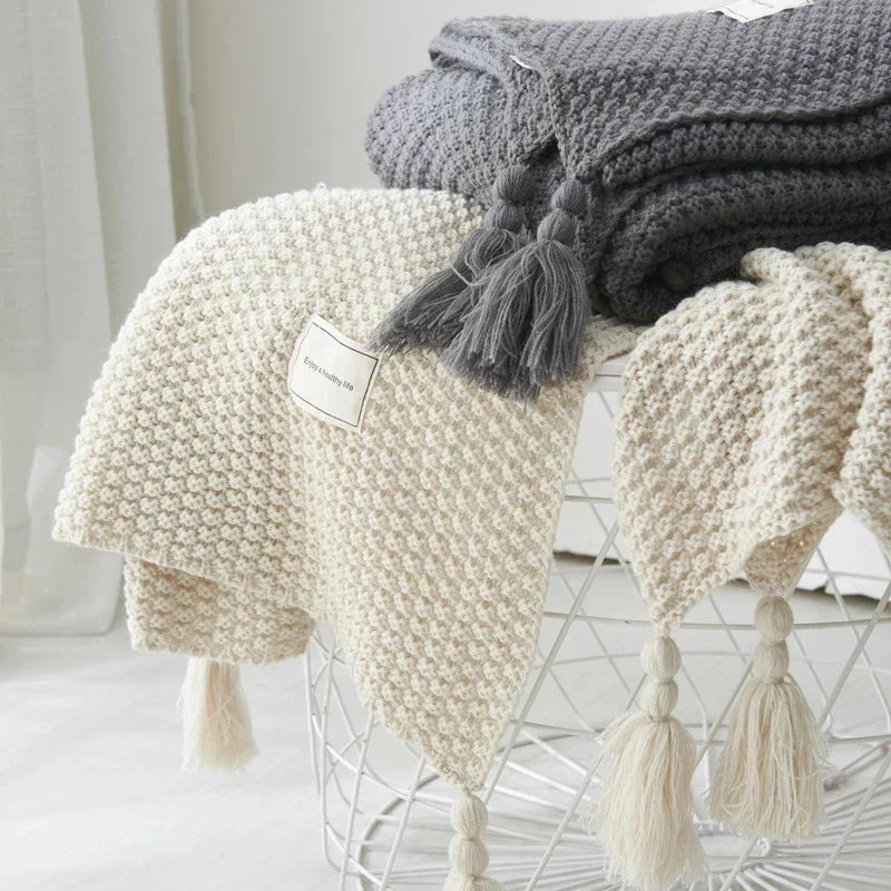 Gebreide Woldeken met Franje - NordicCozy