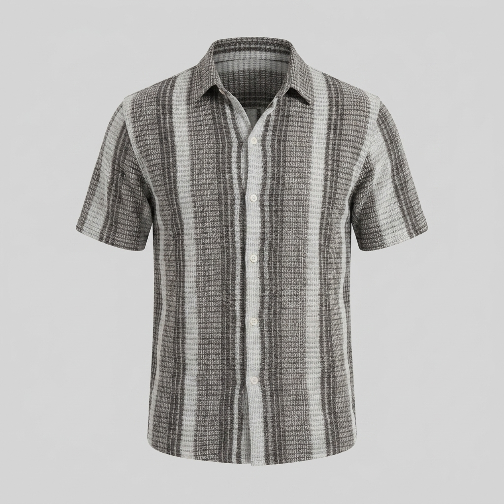Gestreept Katoenen Zomeroverhemd Heren - Korte Mouwen Casual