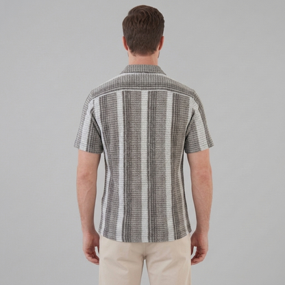 Gestreept Katoenen Zomeroverhemd Heren - Korte Mouwen Casual