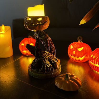 Verlichte Griezel Pompoen Decoratie - Handgemaakt Halloween Ornament