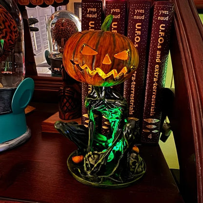 Verlichte Griezel Pompoen Decoratie - Handgemaakt Halloween Ornament