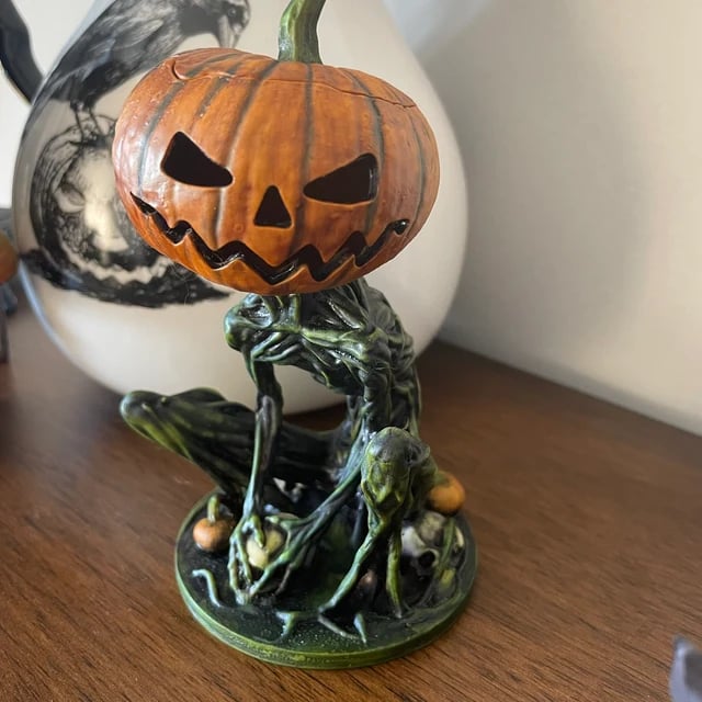 Verlichte Griezel Pompoen Decoratie - Handgemaakt Halloween Ornament