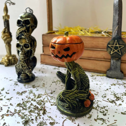 Verlichte Griezel Pompoen Decoratie - Handgemaakt Halloween Ornament