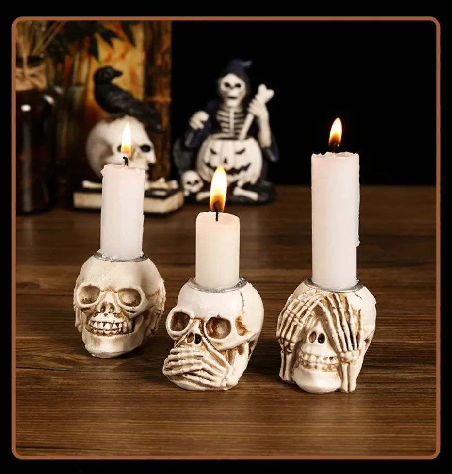 Gotische Schedelkandelaar Set - 3-delige Halloween Decoratie