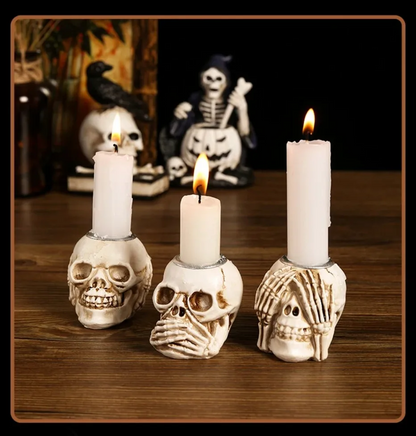 Gotische Schedelkandelaar Set - 3-delige Halloween Decoratie