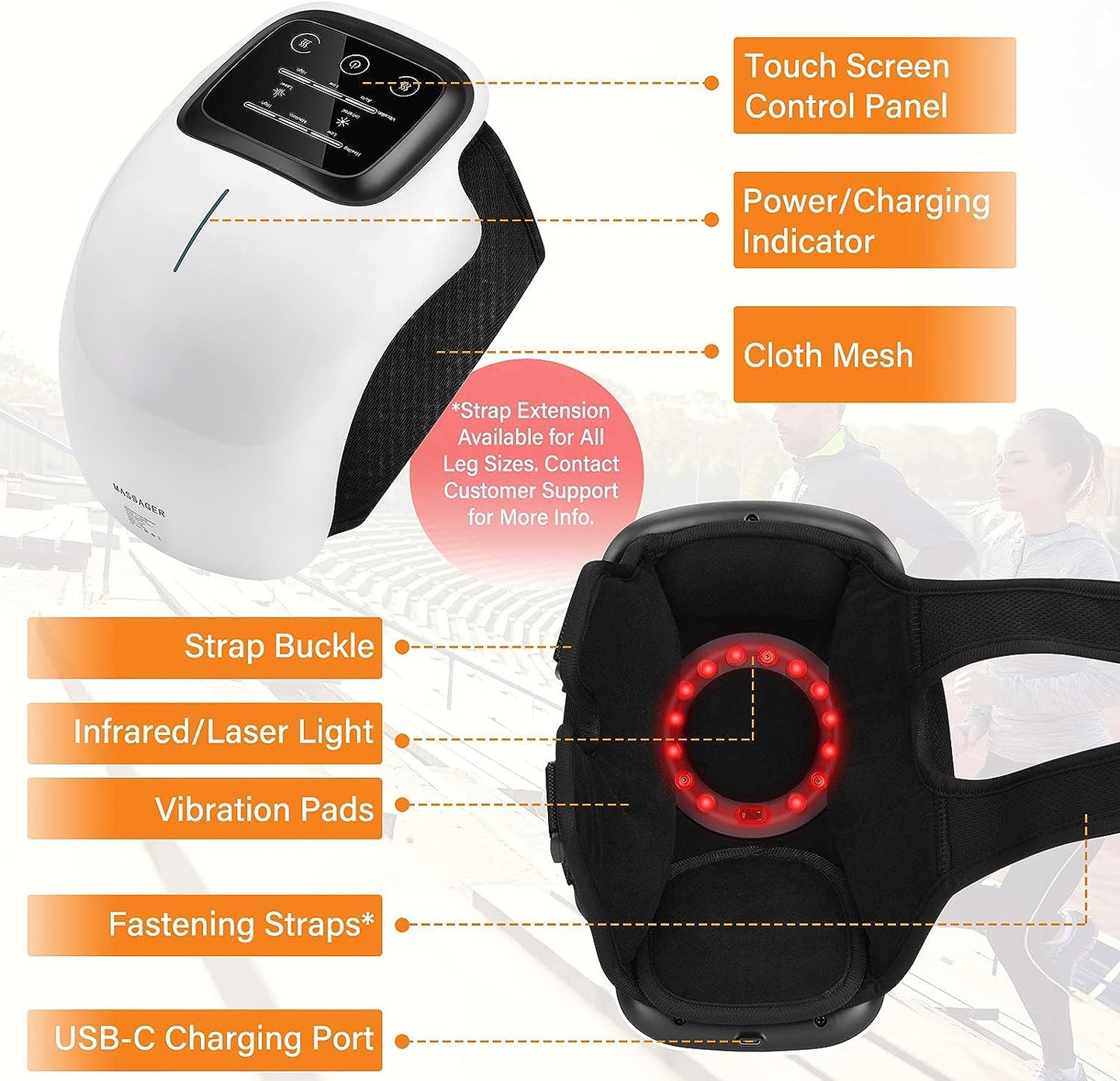 WarmFit Knie Massager met Infrarood en Trilling – Draadloos en Oplaadbaar