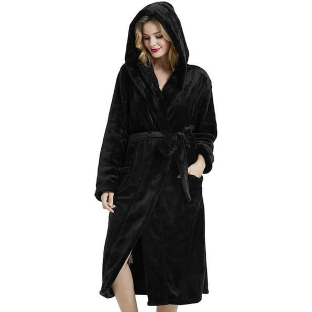 Dames Badjas van Fleece met Capuchon en Zakken