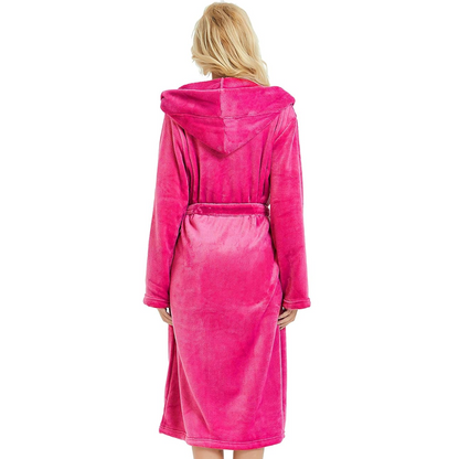 Dames Badjas van Fleece met Capuchon en Zakken