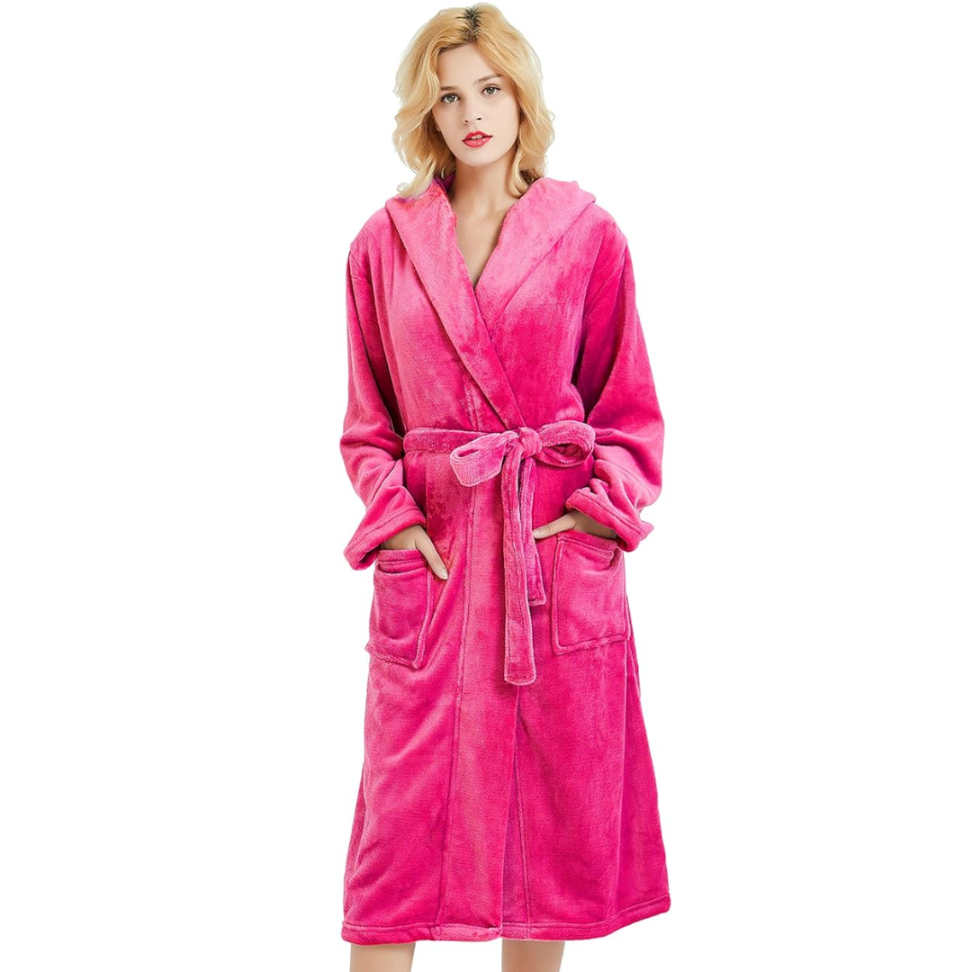 Dames Badjas van Fleece met Capuchon en Zakken