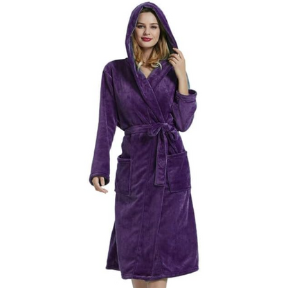Dames Badjas van Fleece met Capuchon en Zakken