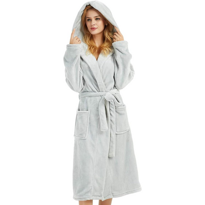 Dames Badjas van Fleece met Capuchon en Zakken