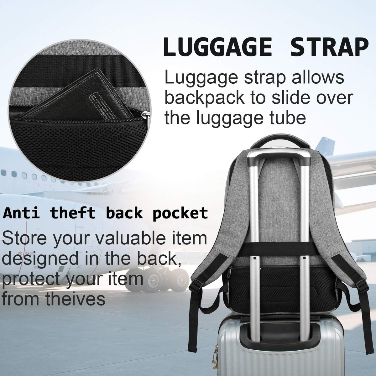 Slimme Anti-Diefstal Laptop Rugzak met USB Oplaadpoort