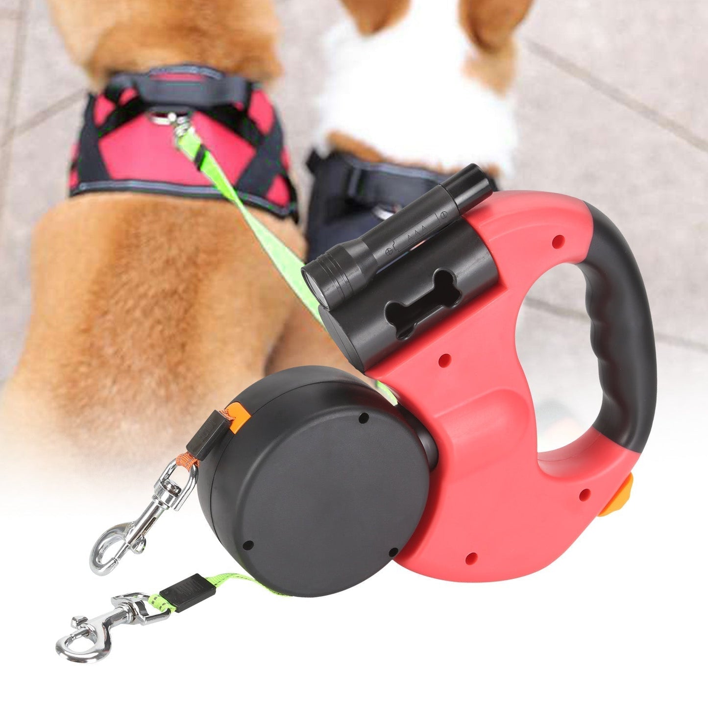 DuoLijn LED Dubbele Rollijn voor Honden en Katten met 360° Draaimechanisme 3 Meter