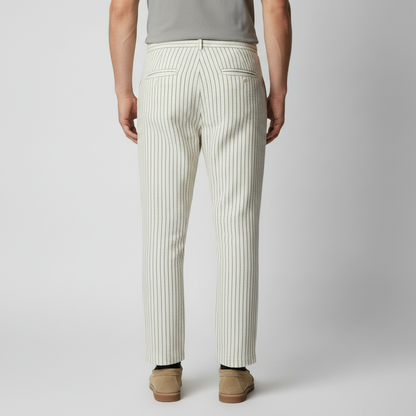 Pinstripe Linnen-Katoen Zomerbroek Heren - Elastische Taille