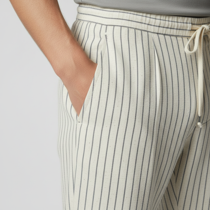 Pinstripe Linnen-Katoen Zomerbroek Heren - Elastische Taille