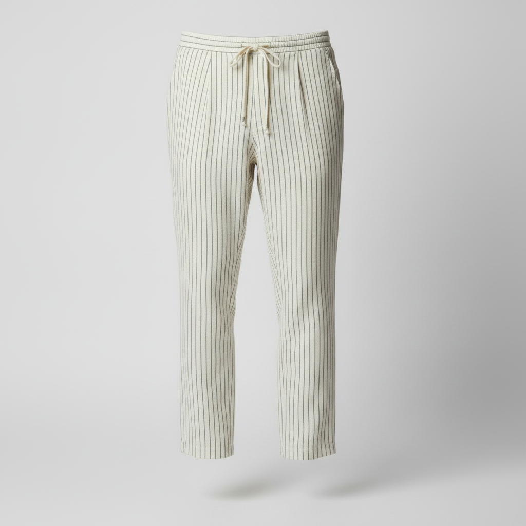 Pinstripe Linnen-Katoen Zomerbroek Heren - Elastische Taille