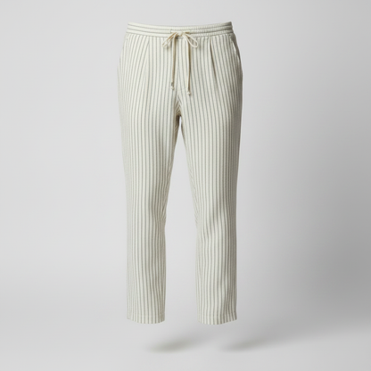Pinstripe Linnen-Katoen Zomerbroek Heren - Elastische Taille
