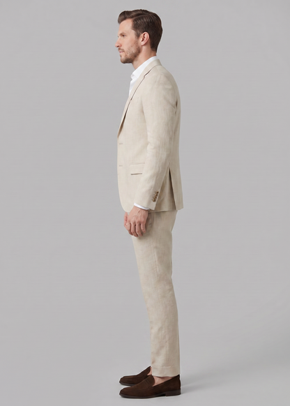 Linnen Bruiloftspak Heren Beige - Tailored Fit Zomerpak