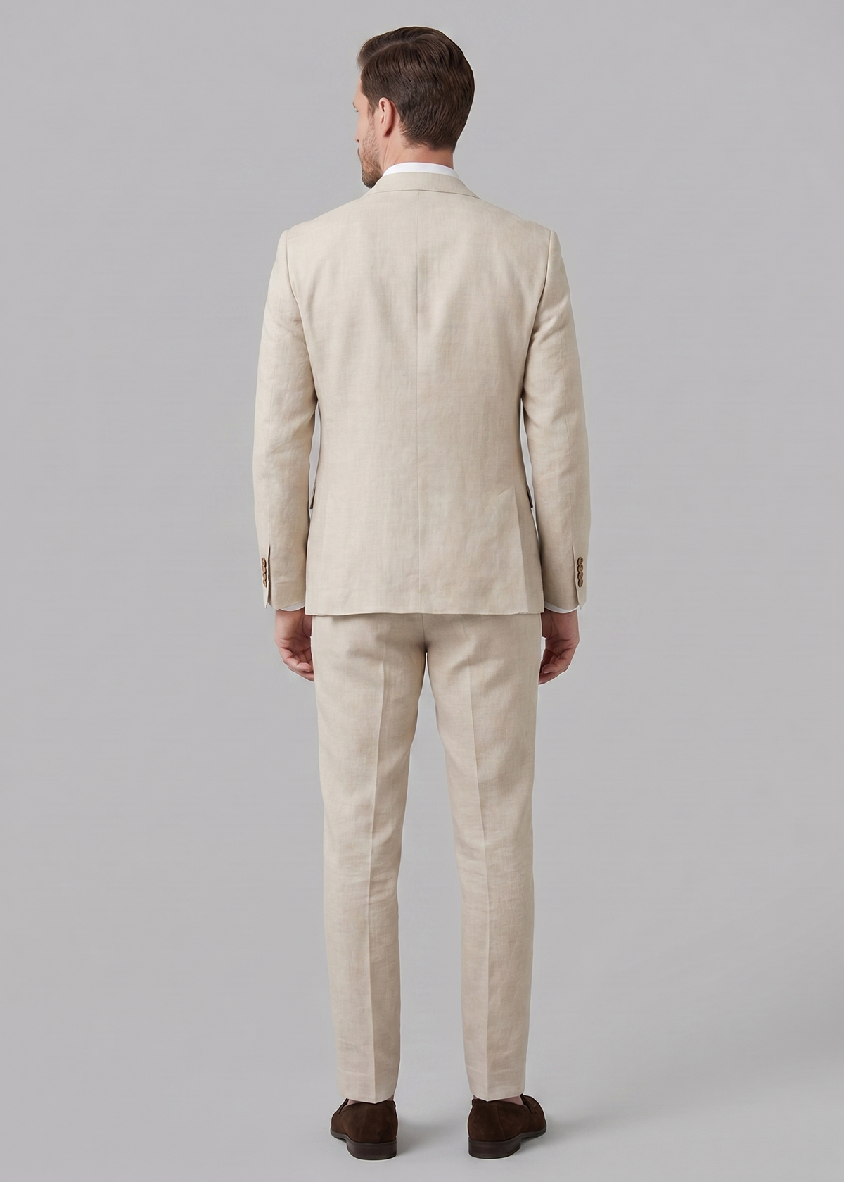 Linnen Bruiloftspak Heren Beige - Tailored Fit Zomerpak