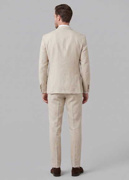 Linnen Bruiloftspak Heren Beige - Tailored Fit Zomerpak