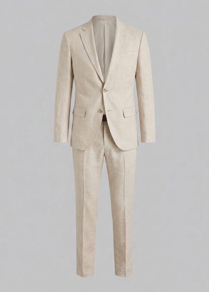Linnen Bruiloftspak Heren Beige - Tailored Fit Zomerpak