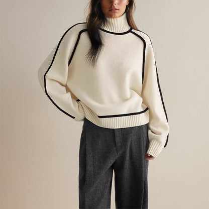 Noorderlicht Color-Block Coltrui voor Dames – Modern Warm Design