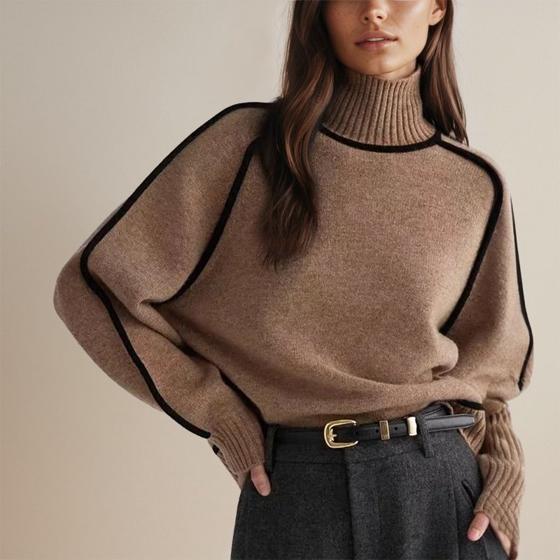 Noorderlicht Color-Block Coltrui voor Dames – Modern Warm Design