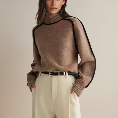 Noorderlicht Color-Block Coltrui voor Dames – Modern Warm Design