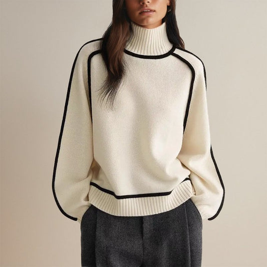 Noorderlicht Color-Block Coltrui voor Dames – Modern Warm Design