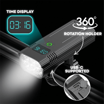 Premium LED Fietskoplamp 5000 Lumen met USB-C Oplaadbare Accu