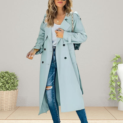 Klassieke Dames Trenchcoat met Dubbele Knopen en Omslagkraag