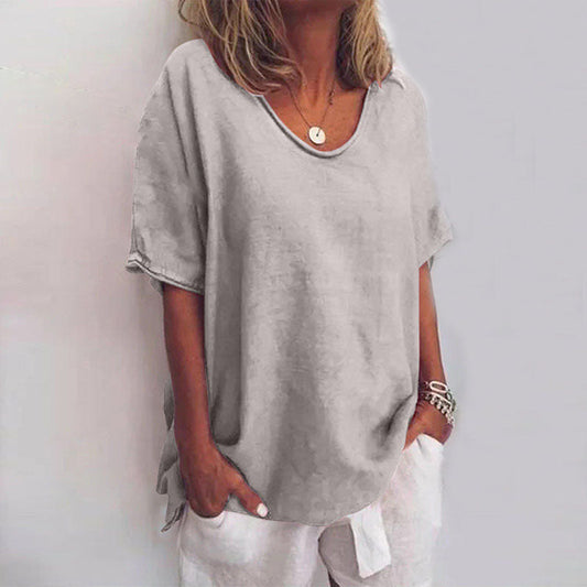 EasyFlow Loose Fit Top met Ronde Hals en Afgeronde Zoom