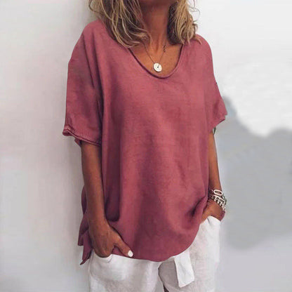 EasyFlow Loose Fit Top met Ronde Hals en Afgeronde Zoom