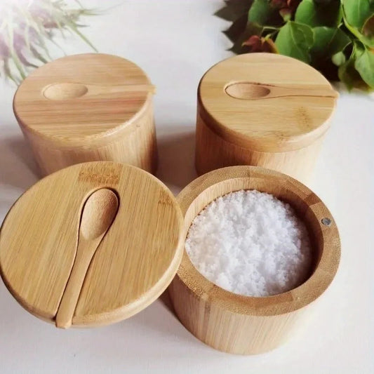 KruidenKompakt – Bamboe specerijpot met lepel en magnetisch deksel