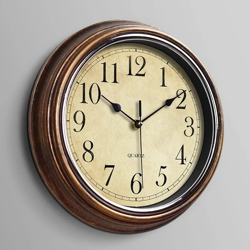 HoutLuxe klassieke wandklok – stijlvolle geruisloze sierklok van hout 30 cm