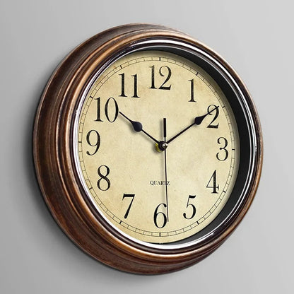 HoutLuxe klassieke wandklok – stijlvolle geruisloze sierklok van hout 30 cm