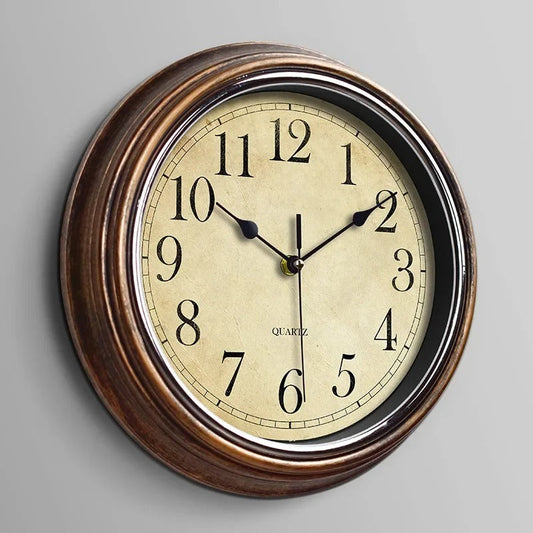 HoutLuxe klassieke wandklok – stijlvolle geruisloze sierklok van hout 30 cm