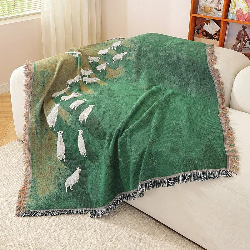 Gradient Fleece Woonplaid met Franjes - 130 x 160 cm