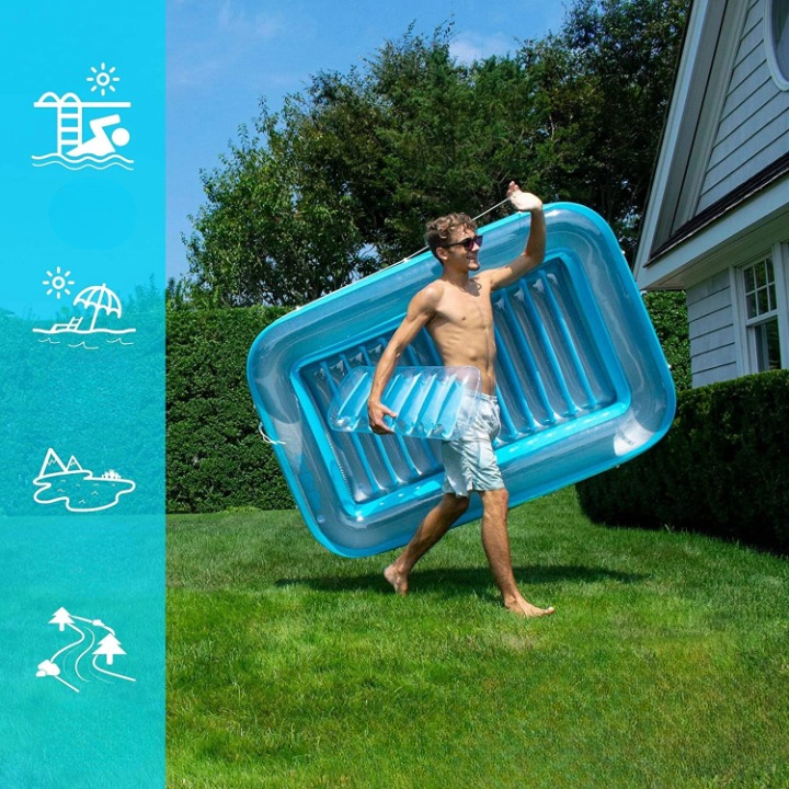 LoungeFloat Luxe Opblaasligbed met Hoofdkussen en Bekerhouders