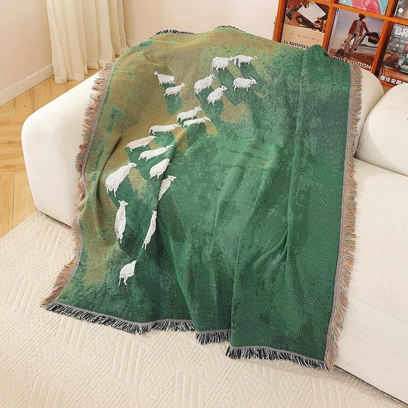 Gradient Fleece Woonplaid met Franjes - 130 x 160 cm