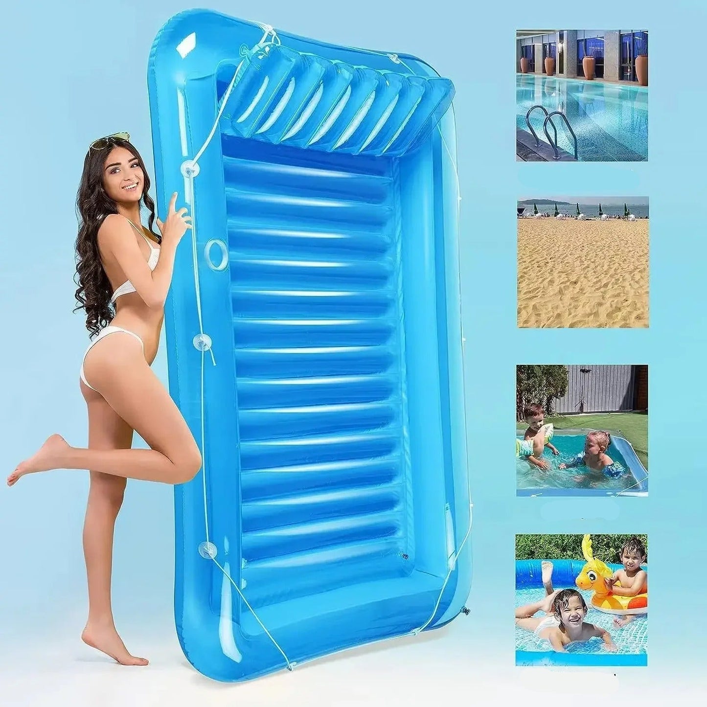 LoungeFloat Luxe Opblaasligbed met Hoofdkussen en Bekerhouders