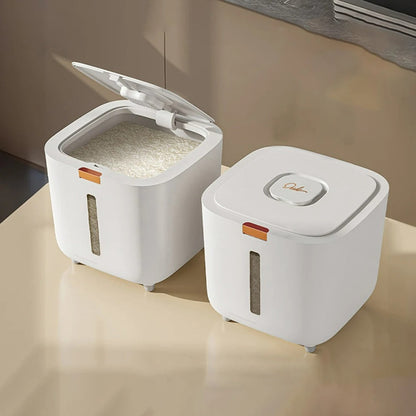 VoorraadKlik – Luchtdichte dispenserbox met maatbeker voor rijst en granen (5 of 10 kg)