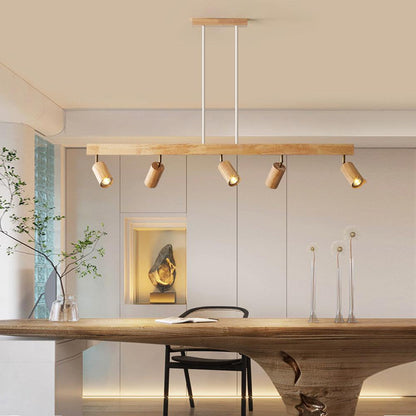Houten Plafondlamp Verstelbaar met Warm Licht en Minimalistisch Design