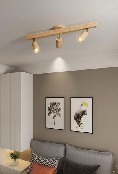 Houten Plafondlamp Verstelbaar met Warm Licht en Minimalistisch Design