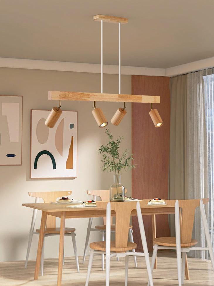Houten Plafondlamp Verstelbaar met Warm Licht en Minimalistisch Design